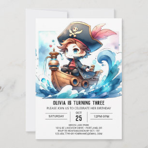 Invitación Fun Modern Pirate Cumpleaños
