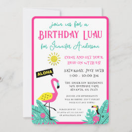 Invitación Fun moderno Aloha Tropical Luau Cumpleaños