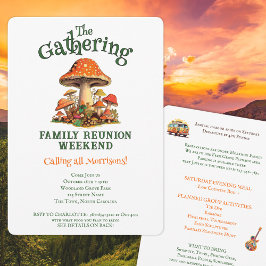 Invitación Fun Mushrooms Retro Family Reunion Weekend