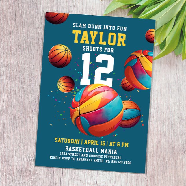 Invitación Fun Navy Blue Basketball Team Player MVP Bold Typo (Subido por el creador)