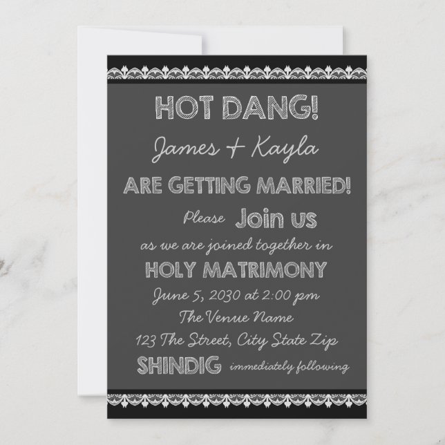 Invitación Fun Old School Rustic Chalkboard Country Wedding (Anverso)