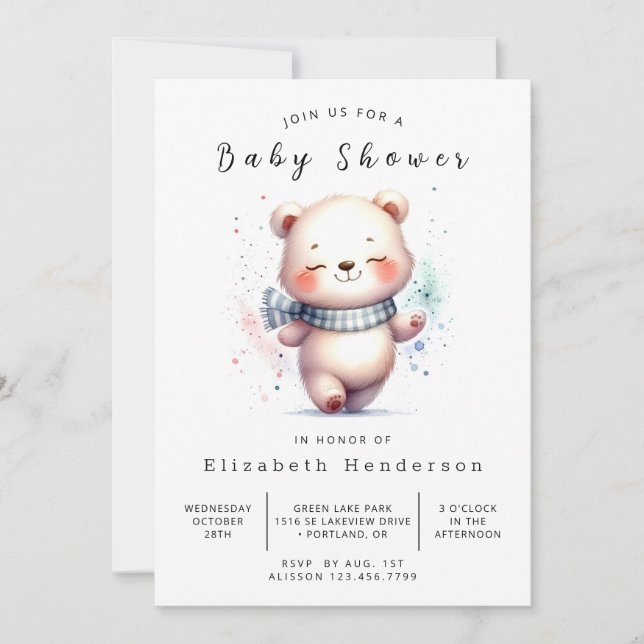 Invitación Fun Online Bear Baby Shower (Anverso)