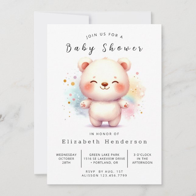 Invitación Fun Online Bear Baby Shower (Anverso)