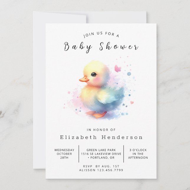 Invitación Fun Online Duck Baby Shower (Anverso)