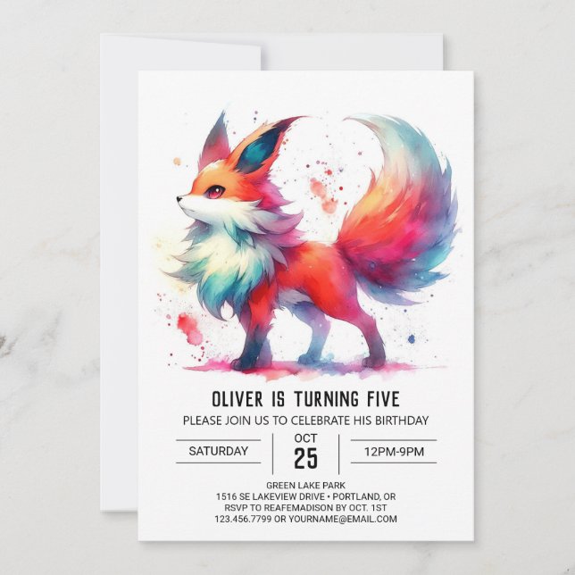 Invitación Fun Online Fox Birthday (Anverso)