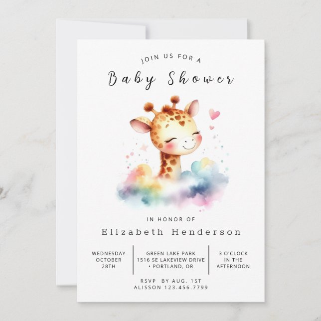 Invitación Fun Online Giraffe Baby Shower (Anverso)