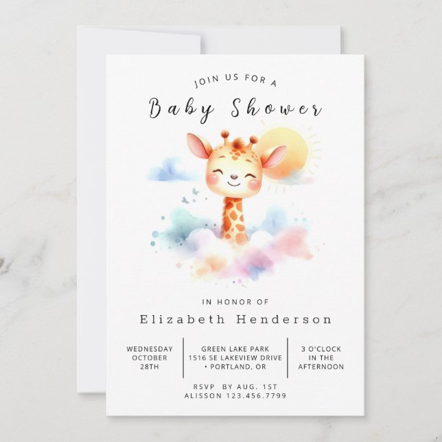 Invitación Fun Online Giraffe Baby Shower (Anverso)