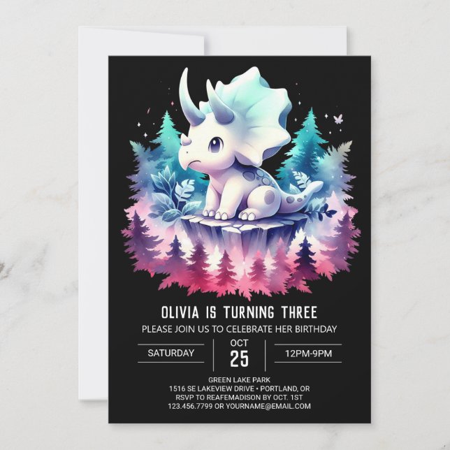 Invitación Fun Online Triceratops Cumpleaños (Anverso)