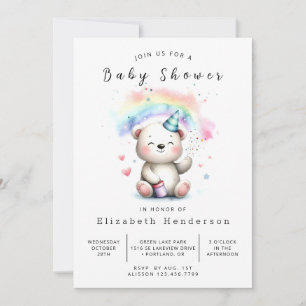Invitación Fun Pastel Bear Baby Shower