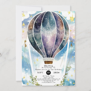 Invitación Fun Pastel Hot Air Balloon Birday