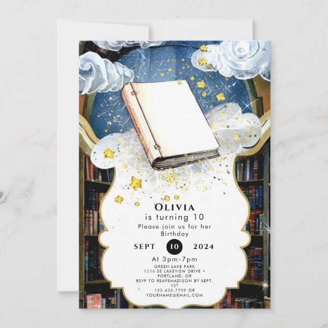 Invitación Fun Pastel Personalizado Storybook Cumpleaños (Anverso)