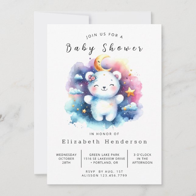 Invitación Fun Personalizado Bear Baby Shower (Anverso)