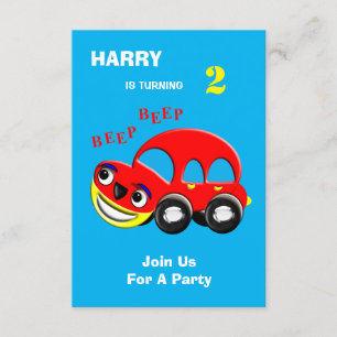 Invitación Fun Personalizado Car Tema Cumpleaños