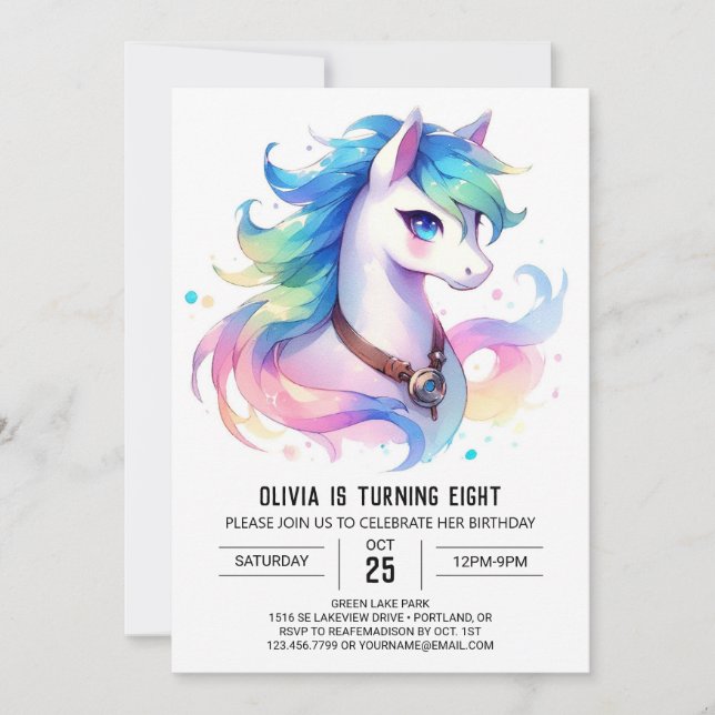 Invitación Fun Personalizado Horse Cumpleaños (Anverso)
