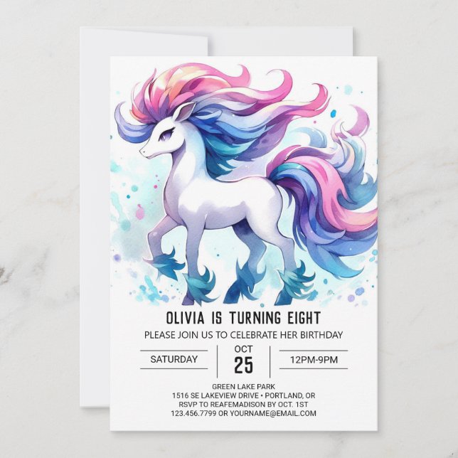 Invitación Fun Personalizado Horse Cumpleaños (Anverso)