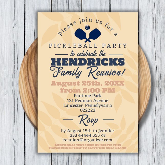 Invitación Fun pickleball temática Reunión familiar Salven la (Pickleball themed Family Reunion Invitation)