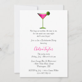 Invitación Fun Pink Martini Coctail Hour Bachelorette
