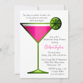 Invitación Fun Pink Martini Coctail Hour Bachelorette