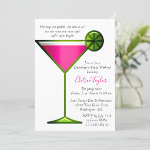 Invitación Fun Pink Martini Coctail Hour Bachelorette