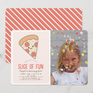 Invitación Fun Pizza Kawaii Chica de fotografía rosa Cumpleañ