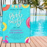 Invitación Fun Pool Party Birthday Invitation – Summer Splash<br><div class="desc">Celebrate your daughter's birthday this summer with our pool party invitation design! The design features a pool background with modern typography in shades of green and white, along with your party details, which can be personalized. Add a fun and elegant touch to your daughter's pool party with this cute design....</div>