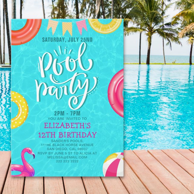 Invitación Fun Pool Party Birthday Invitation – Summer Splash (Subido por el creador)