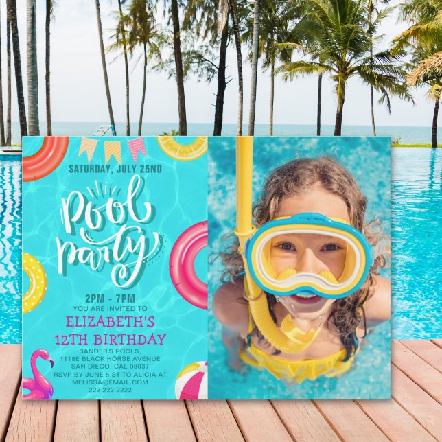Invitación Fun Pool Party Birthday With Photo – Summer Splash (Subido por el creador)