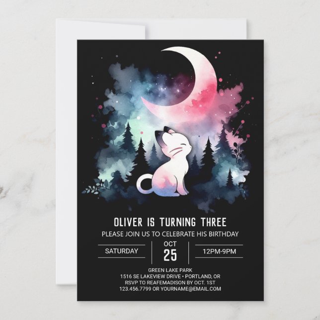 Invitación Fun Printable Cat Cumpleaños (Anverso)