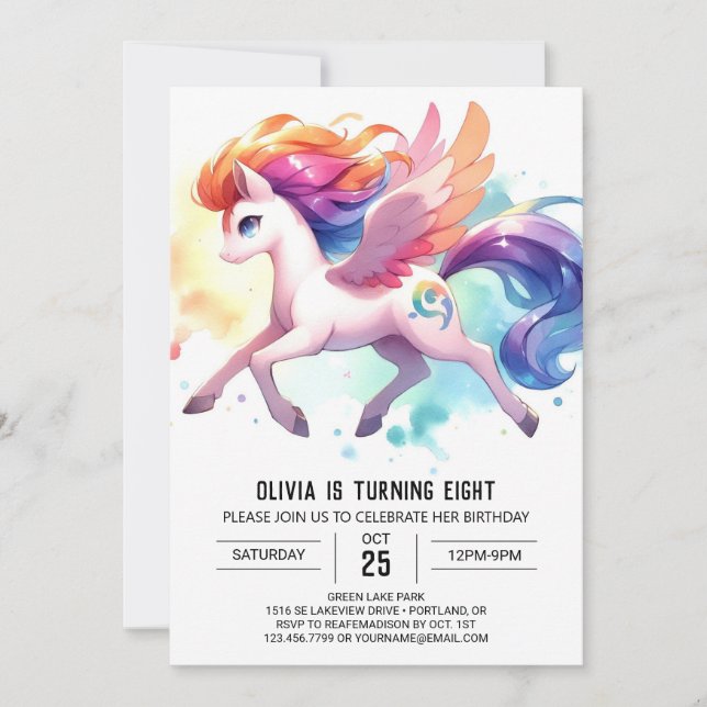 Invitación Fun Printable Horse Cumpleaños (Anverso)