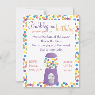 Invitación Fun Purple Gumball Machine
