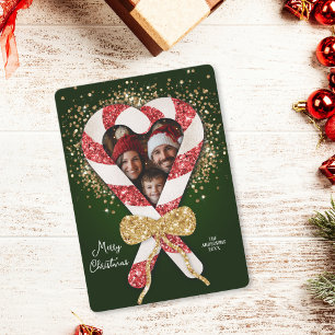 Invitación Fun Purpurina Candy Cane Frame Navidades