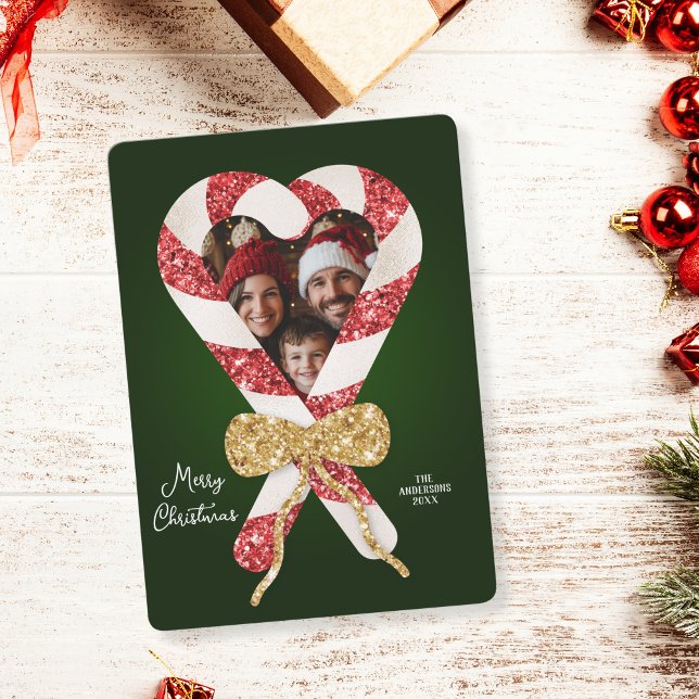 Invitación Fun Purpurina Candy Cane Frame Navidades (Subido por el creador)