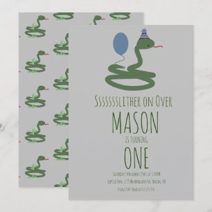 Invitación Fun Reptile Snake Zoo Fiesta de cumpleaños salvaje