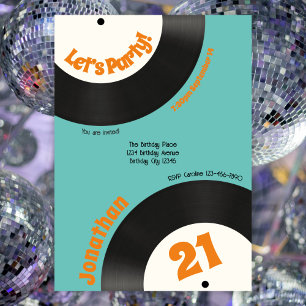 Invitación Fun Retro 21st Birthday 90s Music Vinyl Record