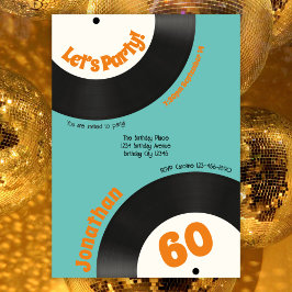 Invitación Fun Retro 60th Birthday 70s Music Vinyl Record
