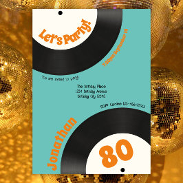 Invitación Fun Retro 80th Birthday Music Vinyl Record