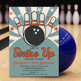 Invitación Fun Retro Bowling Party for Kids
