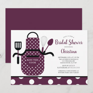 Invitación Fun Retro Boysenberry Kitchen Ducha Bridal