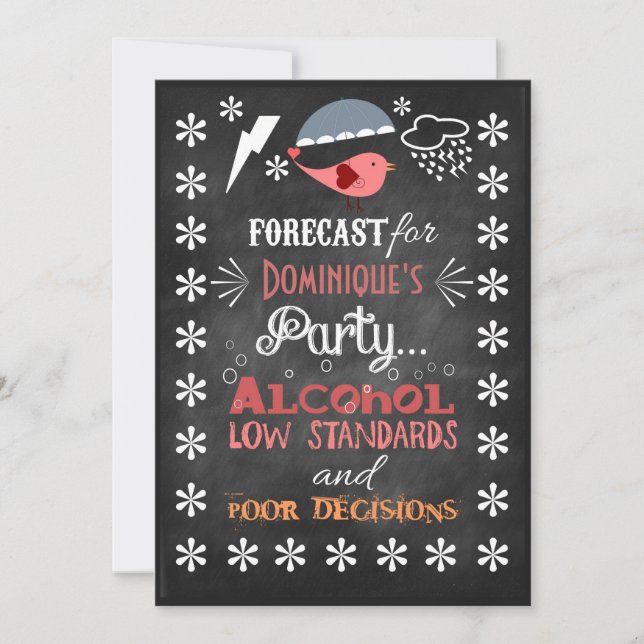 Invitación Fun Retro Chalkboard Pub Rótulo Cumpleaños Invita (Anverso)