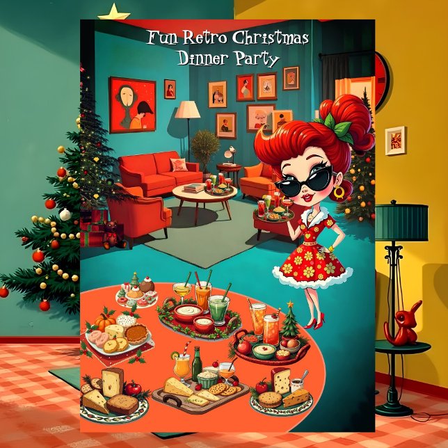 Invitación Fun Retro Christmas Dinner Party 1950s Lounge (Subido por el creador)