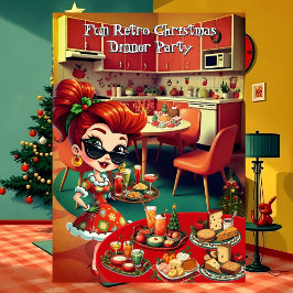 Invitación Fun Retro Navidades de vacaciones Fiesta de cena d