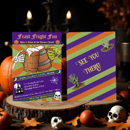 Invitación Fun Retro Skeleton y la fiesta de Halloween de zom