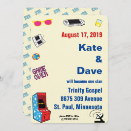 Invitación Fun Retro Video Gamer 🎮 💍 Boda