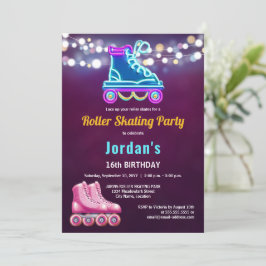 Invitación Fun Roller Patinaje Fiesta de cumpleaños