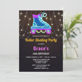 Invitación Fun Roller Patinaje Fiesta de cumpleaños
