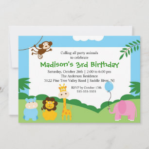 Invitación Fun Safari primer cumpleaños