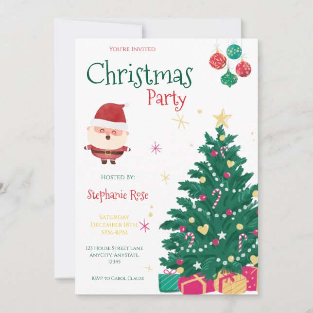 Invitación Fun Santa Christmas Party Invitation (Anverso)