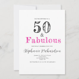 Invitación Fun Script Fifty and Fabulous 50th Birthday Party