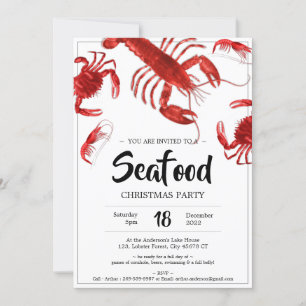 Invitación Fun Seafood Navidades Fiesta Crab Lobster