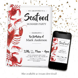 Invitación Fun Seafood Summer Birday Party